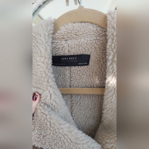 Zara Brown Moto Faux Suede Jacket with Cream Lining - Picture 9 of 9